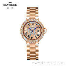 SKYSEED dial diamond gold female watch waterproof quartz